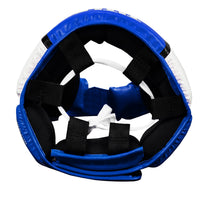 variant:blue::TITLE Boxing Aerovent Elite USA Boxing Competition Headgear – Open Face top view