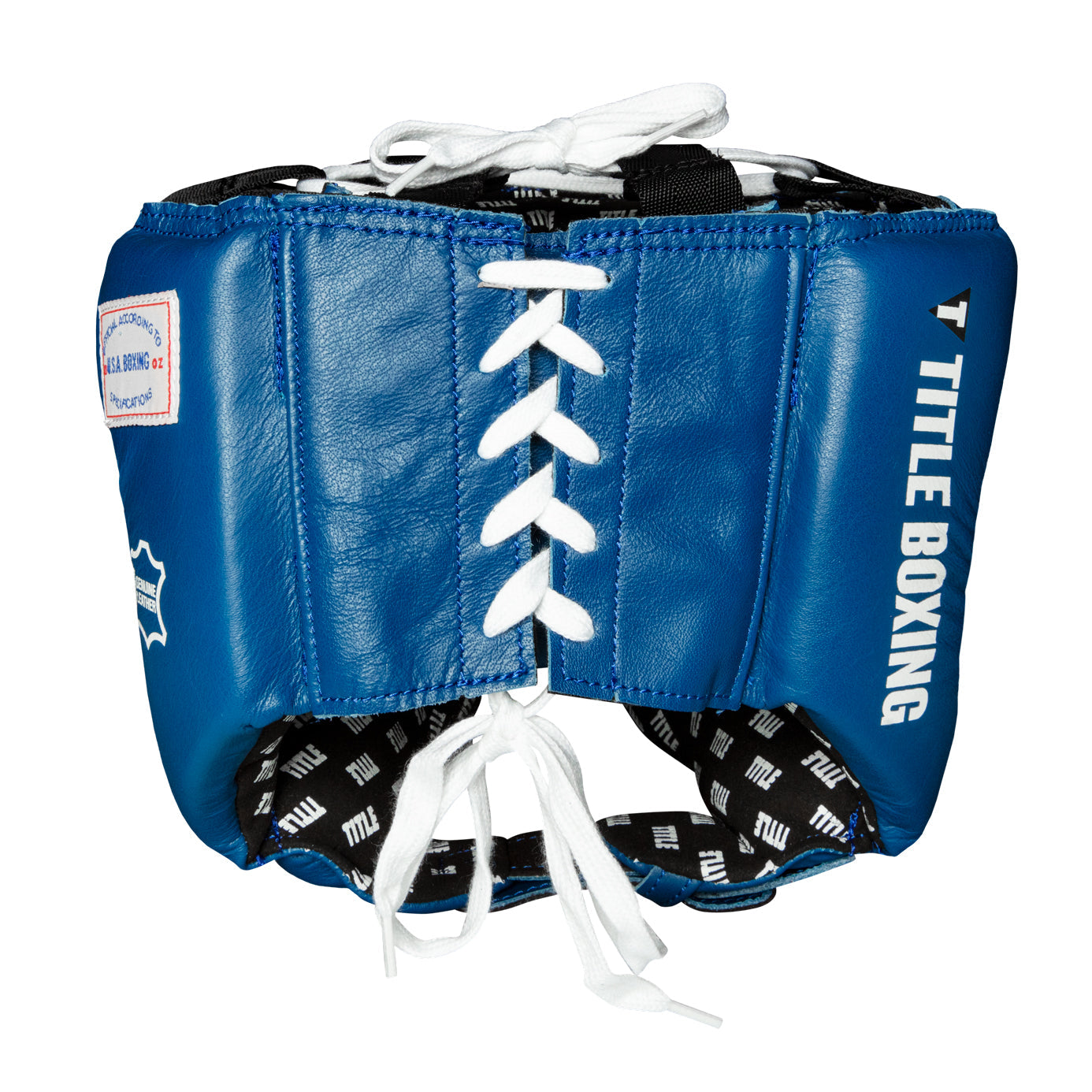 variant:blank blue::TITLE Boxing USA Boxing Competition Headgear - With Cheeks back view