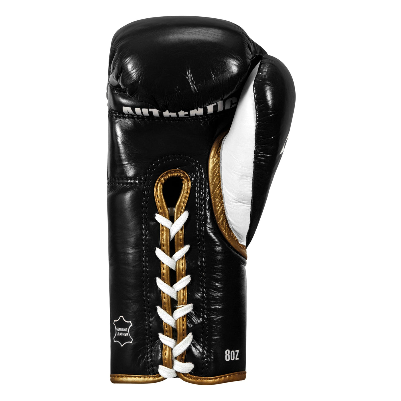 variant:Black/White/Gold::TITLE Boxeo Pro Fight Gloves back view