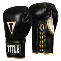 variant:black/white::TITLE Boxeo Mexican Leather Lace Training Gloves Quatro side view