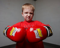 variant:Red/Black::BOOM BOOM Boxing Striker Youth Boxing Gloves boy hitting gloves together