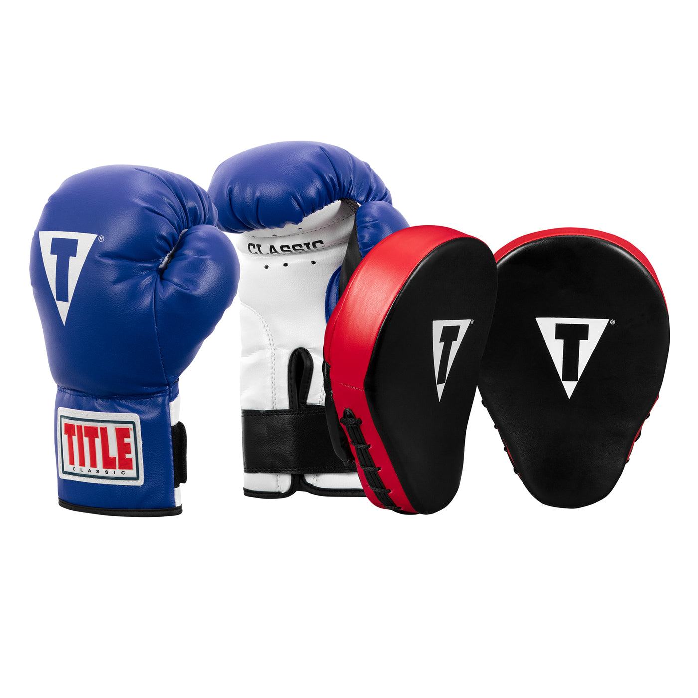 variant:Blue::TITLE Classic Adult & Youth Boxing Gloves palm view from the side