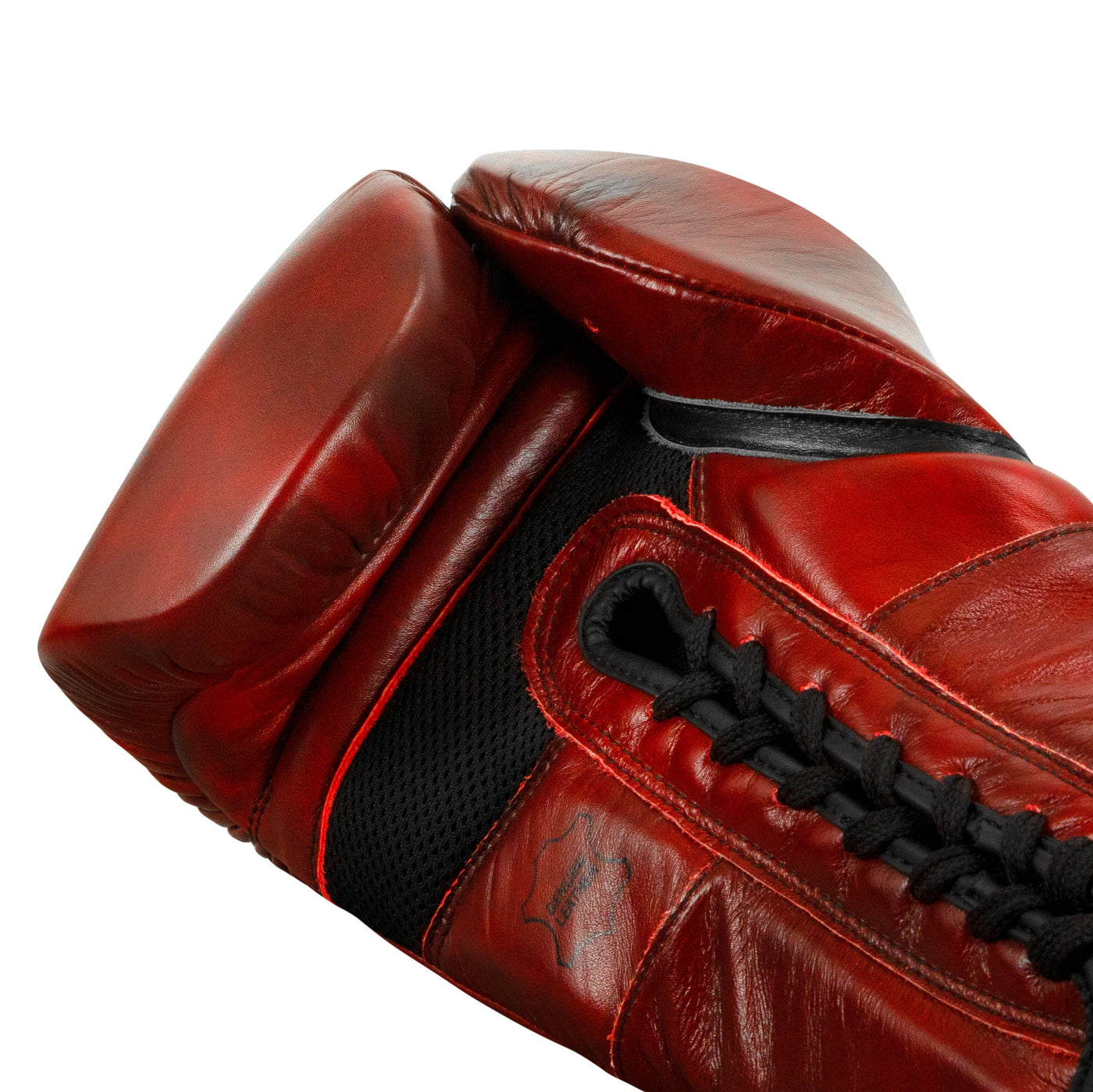 variant:lifestyle::TITLE Boxing Blood Red Leather Sparring Gloves palm view