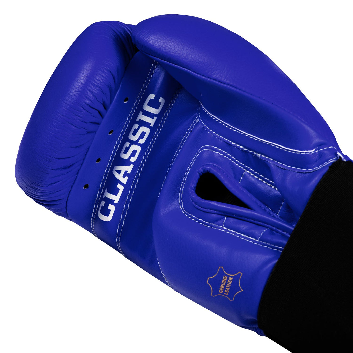 variant:blue::TITLE Classic Leather Elastic Training Gloves palm view
