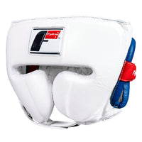 color:white::Fighting Leather Sparring Headgear main view