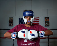 variant:white/blue::Fighting Force Training Gloves guy posing with gloves