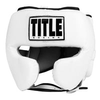 variant:White::TITLE Boxing Leather Sparring Headgear front view