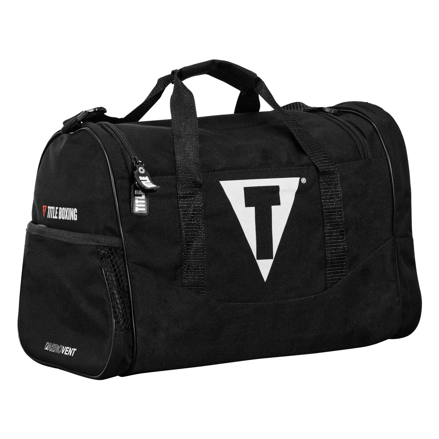 variant:black::TITLE Boxing Individual Sport Bag side view title t