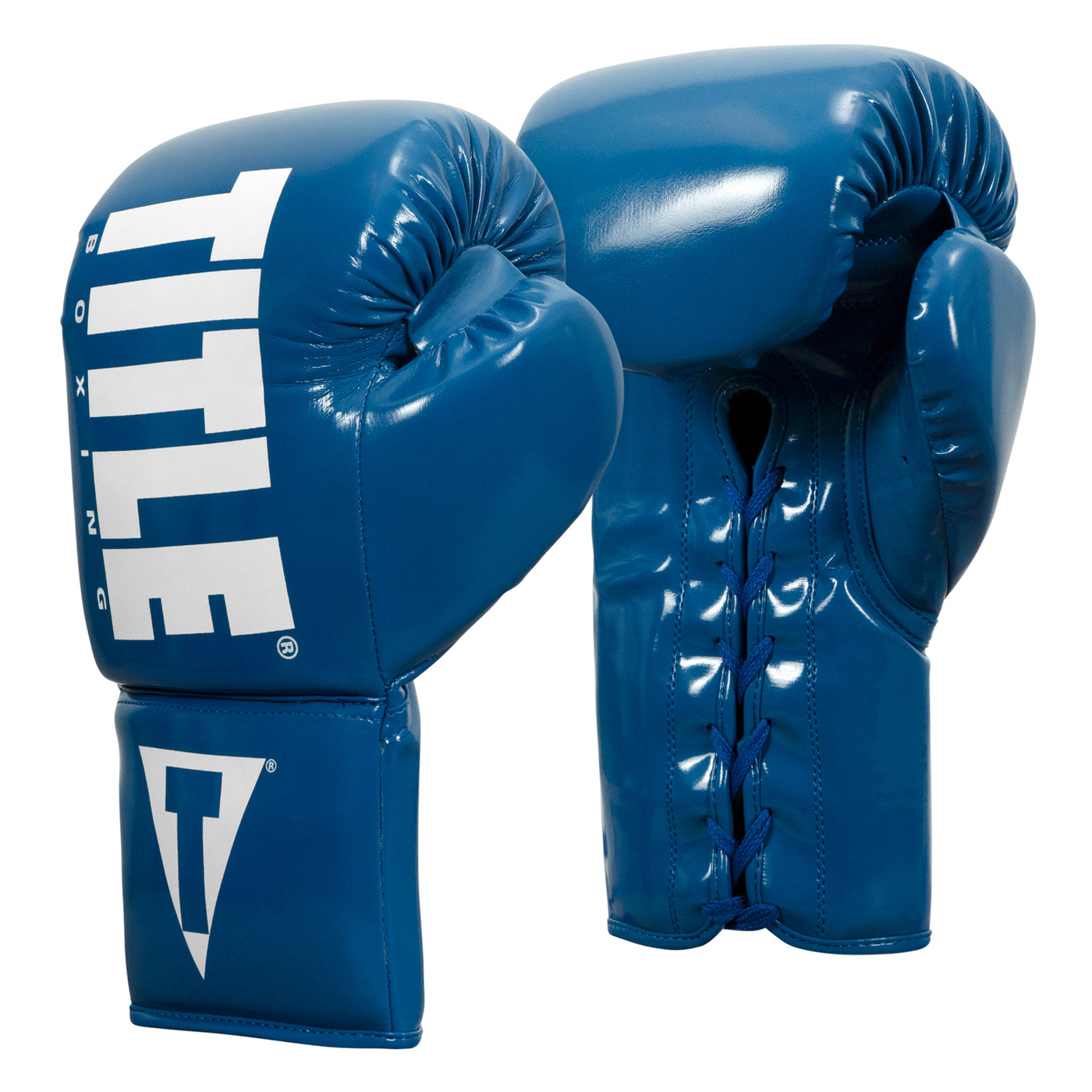 variant:Blue/White::TITLE Boxing Inferno Intensity Lace Training Gloves side by side view