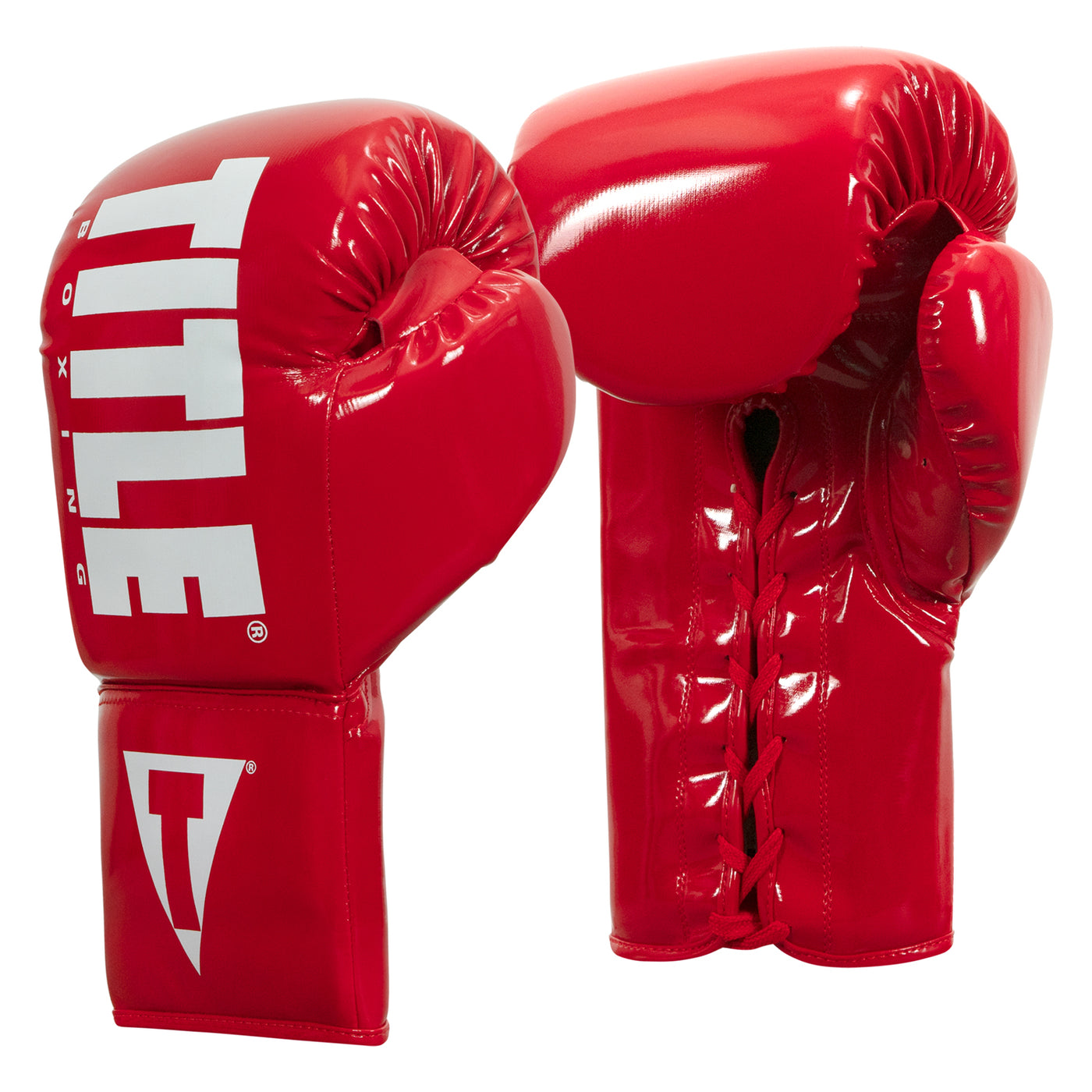variant:Red/White::TITLE Boxing Inferno Intensity Lace Training Gloves side by view