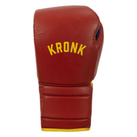 variant:Red/Gold::KRONK Boxing Gym Lace-Up Training Gloves front view