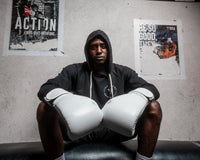 variant:White::TITLE Boxing Ko-Vert Training Gloves man posing in gloves