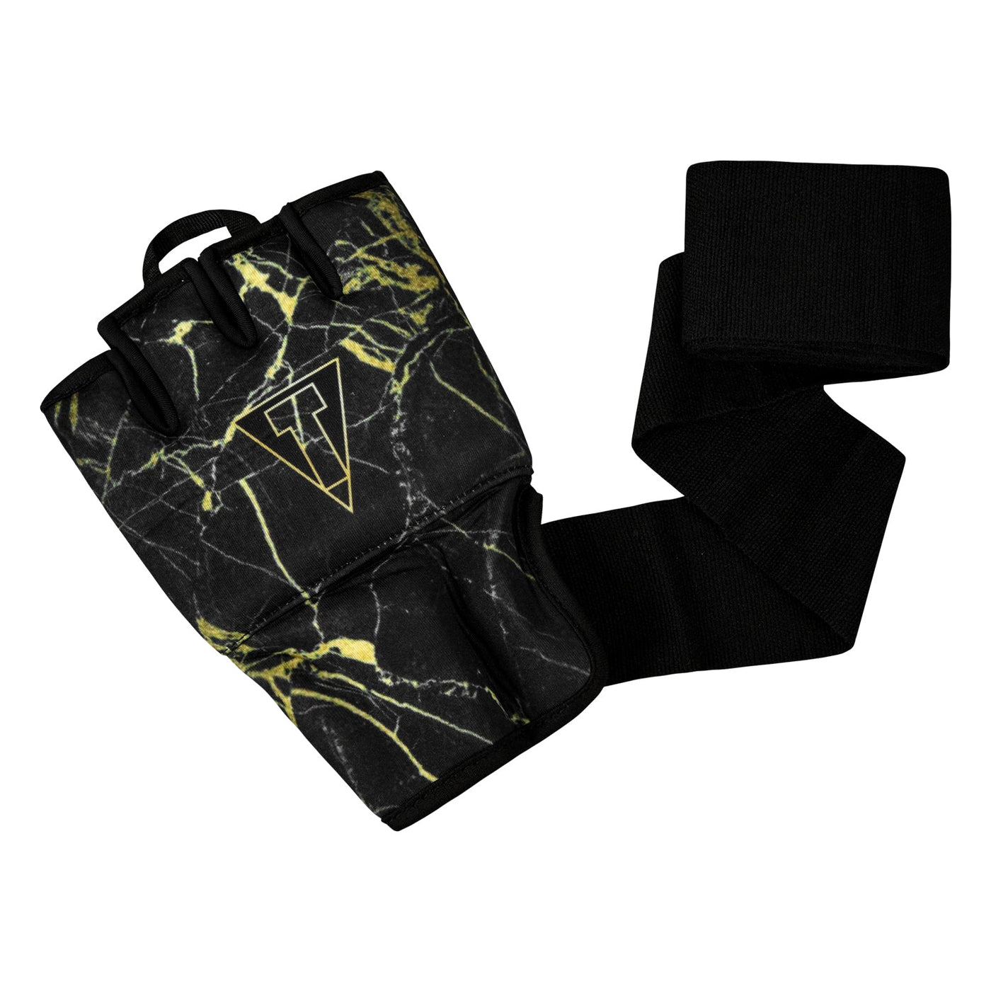 variant:black/gold::TITLE Boxing Defender Sublimated Glove Wraps