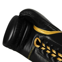 variant:black/gold::TITLE Boxing Momentum Pro Sparring Gloves single glove palm view closeup