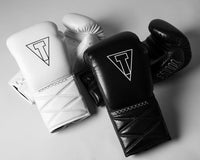 variant:white::TITLE Boxing Momentum Pro Sparring Gloves side by side with black pair