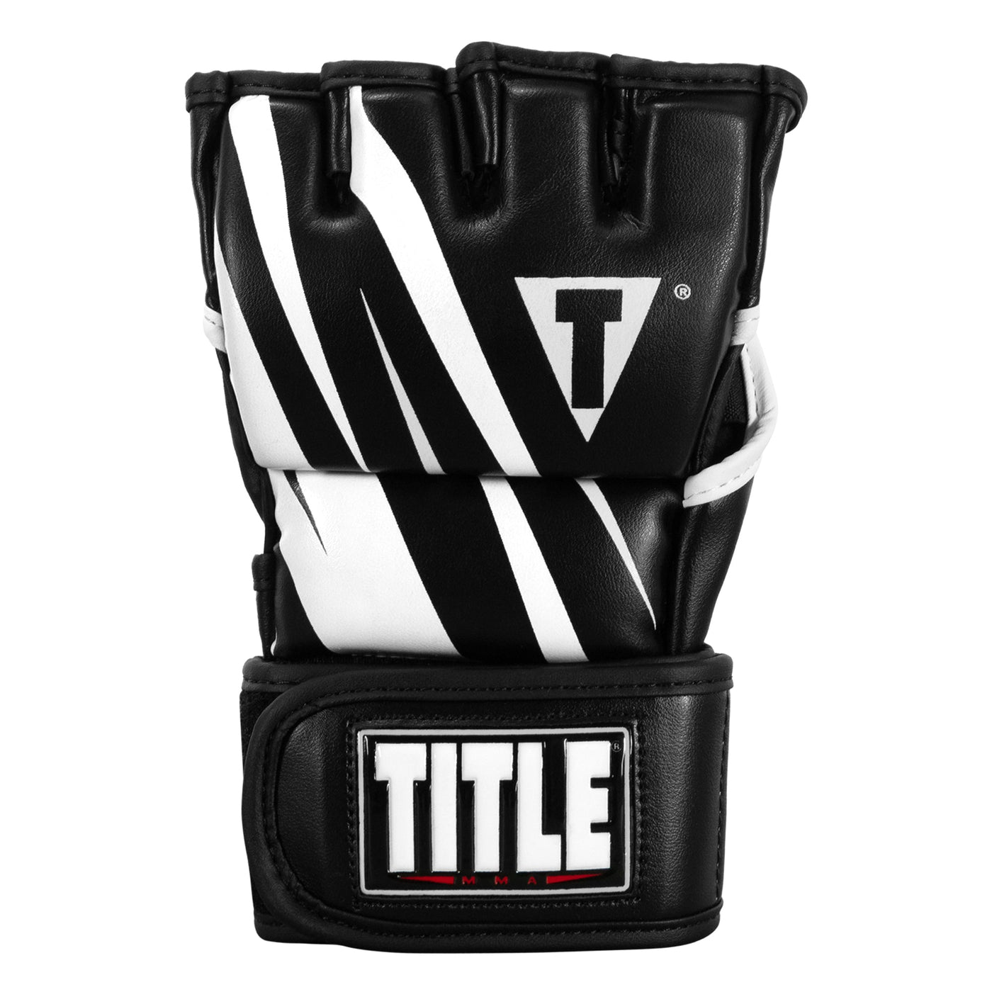 variant:Black/White::TITLE MMA Contender Training Gloves front view