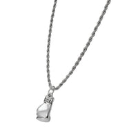 variant:silver::TITLE Boxing Single Glove Necklace close view angle view
