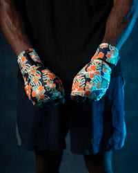 variant:hawaiian::TITLE Boxing Print Mexican Style 180" Hand Wraps on boxer's hands 