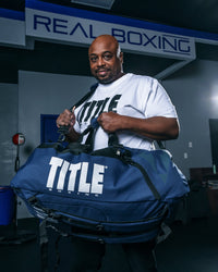 variant:blue/black::TITLE Boxing Champion Sport Bag guy showing front of bag