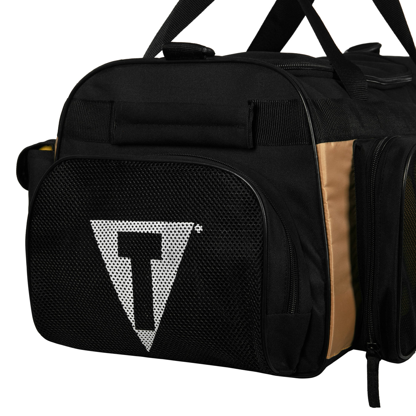 variant:black/beige::TITLE Boxing Active Duffle Bag mesh side pocket 