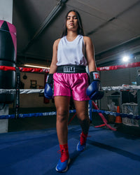 variant:white::TITLE Boxing Aerovent Elite Racerback Boxing Jersey 2.0 girl blue gloves