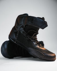 variant:black/black::TITLE Boxing Select Mid-Top Boxing Shoes closeup of pair