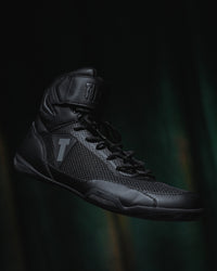 variant:black/black::TITLE Boxing Select Mid-Top Boxing Shoes closeup of single shoe