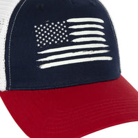 variant:red/white/blue::TITLE Boxing Pride Adjustable Mesh Cap close up view