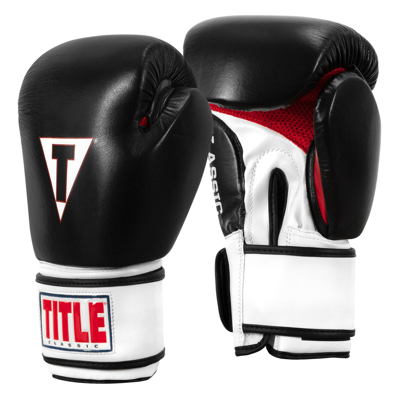 variant:Black/White/Red::side view of black boxing bag gloves