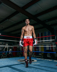 variant:red/white::TITLE Boxing Professional Traditional Cut Trunks 