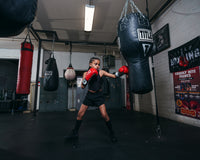 variant:Red/White::TITLE Premier Leather Super Bag Gloves 2.0 jab bag