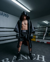 variant:black::TITLE Boxing Stock Fingertip Robe 2.0 guy hoods up