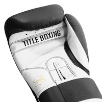 variant:Black/White::TITLE Boxing Pro Style Leather Training Gloves 3.0 palm view