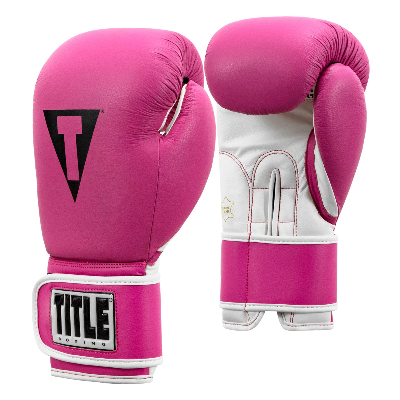 variant:Hot Pink/White::TITLE Boxing Pro Style Leather Training Gloves 3.0 side view