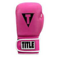 variant:Hot Pink/White::TITLE Boxing Pro Style Leather Training Gloves 3.0 front view