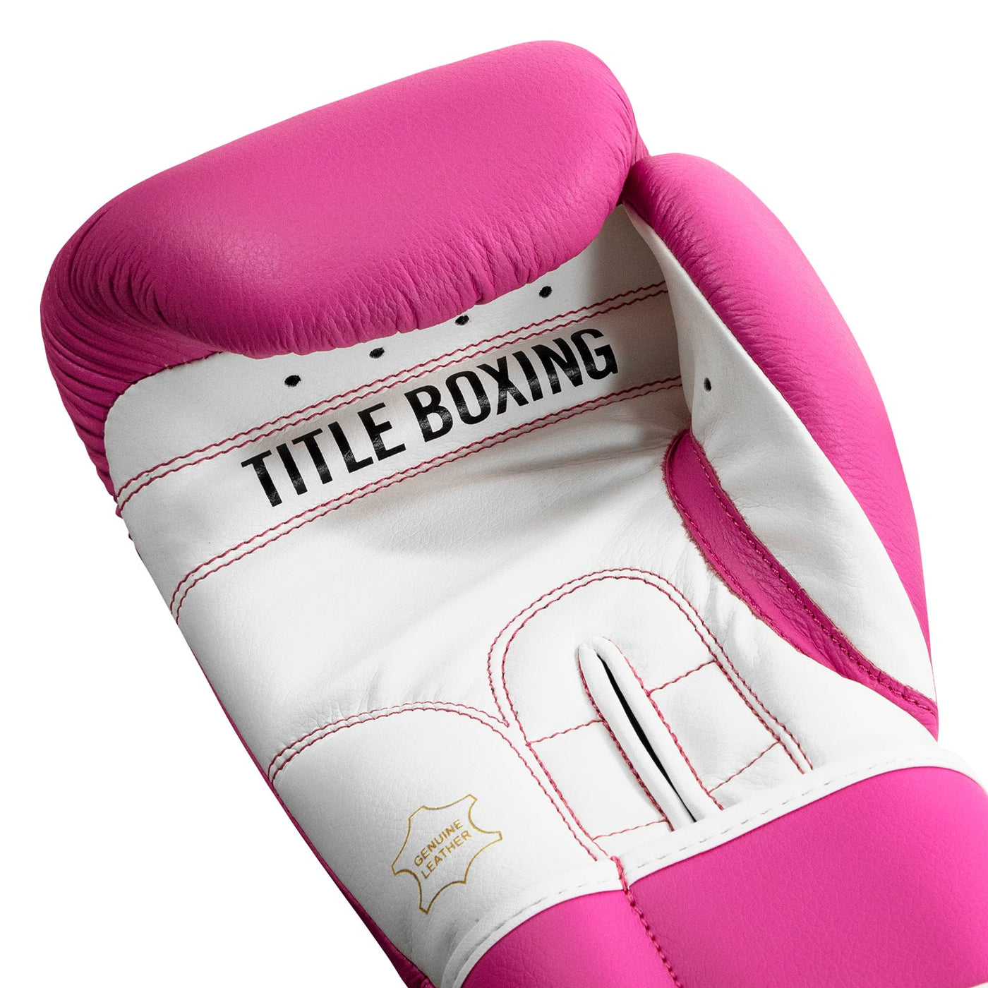 variant:Hot Pink/White::TITLE Boxing Pro Style Leather Training Gloves 3.0 palm view