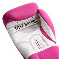 variant:Hot Pink/White::TITLE Boxing Pro Style Leather Training Gloves 3.0 palm view