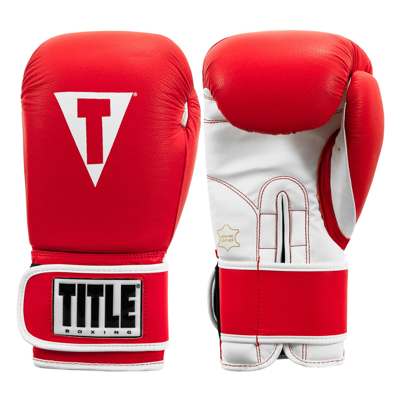 color:Red/White::TITLE Boxing Pro Style Leather Training Gloves 3.0 main view