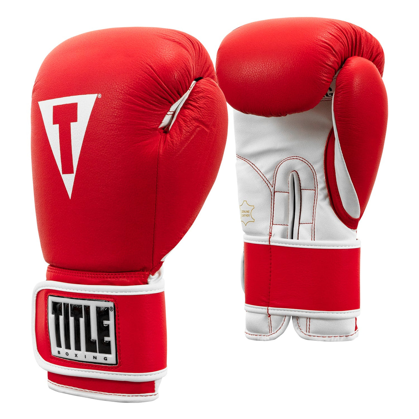 variant:Red/White::TITLE Boxing Pro Style Leather Training Gloves 3.0 side view
