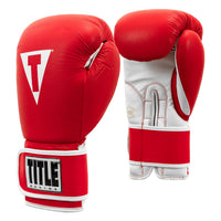 variant:Red/White::TITLE Boxing Pro Style Leather Training Gloves 3.0 side view