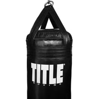 variant:Black/Black::TITLE Boxing Made in the USA 100lb Punching Bag closeup of top