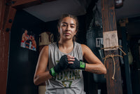 variant:lifestyle::WBC by TITLE Boxing Sparring Gear Bundle handwraps on boxer