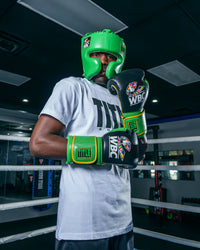 variant:Black/Green::WBC by TITLE Boxing Training Gloves boxing stance