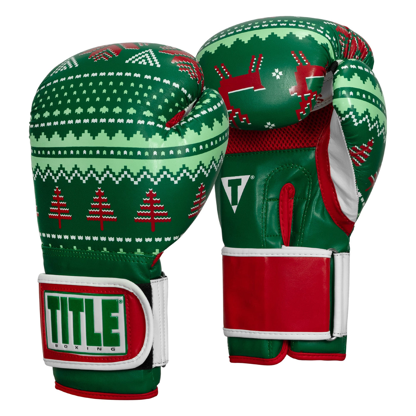 variant:green::TITLE Boxing Limited Edition Deck the halls bag gloves side view