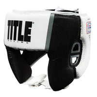 color:white::TITLE Boxing Aerovent Elite USA Boxing Competition Headgear – Open Face main view