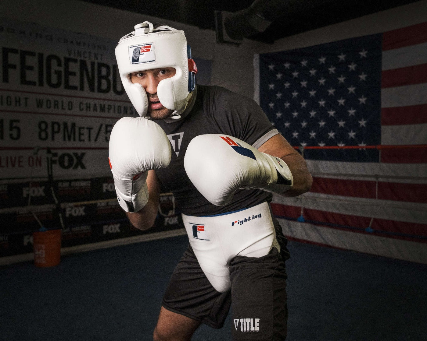 variant:white::Fighting Leather Training Gloves guy posing with gloves