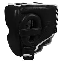 variant:Black::TITLE Boxing Leather Sparring Headgear side view