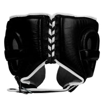 variant:Black::TITLE Boxing Leather Sparring Headgear back view