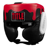 color:Black/White/Red::TITLE Boxing Gel Lava Leather Series Headgear