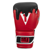 variant:Red/Black/White::TITLE Boxing Gel Lava Leather Series Training Gloves front view